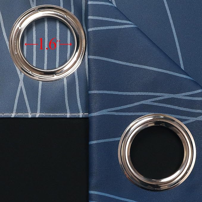 Estelar Textiler Yellow and Navy Blue Blackout Curtains for Boys Bedroom, Full Light Blocking Grommet Ombre Curtains for Living Room, Thermal Insulated Room Darkening Gradient Drapes, 42Wx63L,2 Panels