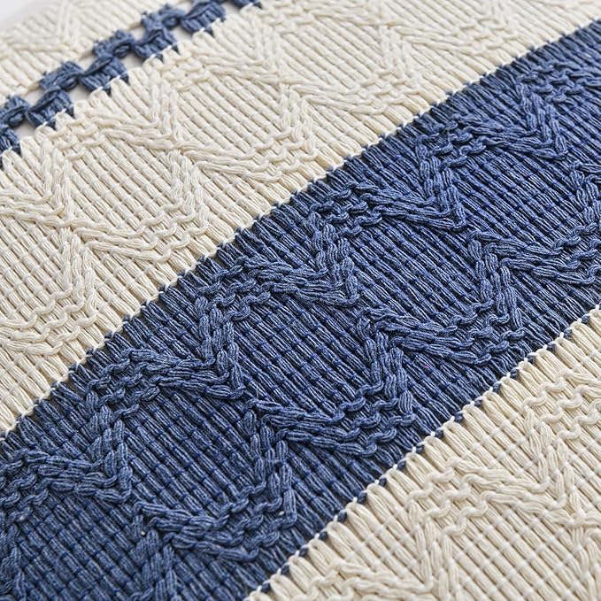 Fancy Homi Set of 1 Dusty Blue Vintage Big Decorative Throw Pillow Covers 24x24 Inch for Couch Bed Sofa Chair Bedroom, Rustic Retro Square Cushion Case, Modern Farmhouse Boho Living Room Decor Indoors