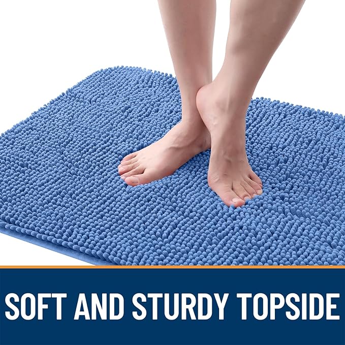 OLANLY Dog Door Mat for Muddy Paws 40x24, Absorbs Moisture and Dirt, Absorbent Non-Slip Washable Doormat, Quick Dry Chenille Mud Mat, Entry Indoor Entryway Carpet for Inside Floor, Cornflower Blue