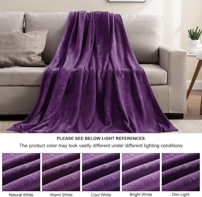 BEDELITE Fleece Blanket Purple Throw Blankets for Couch & Bed, Luxury Plush Cozy Fuzzy Blanket 50" x 60", Super Soft Warm Lightweight Throw Blanket for Travel Camping