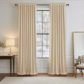 PONY DANCE Blackout Curtains for Bedroom - Back Tab & Rod Pocket Thermal Insulated Curtains Room Darkening Drapes for Living Room Sliding Door, 2 Panels, 52 x 95 Inch, Biscotti Beige