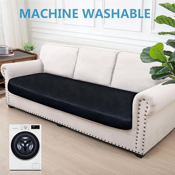 Leather Look Couch Cushion Covers Sofa Seat Slipcovers Sets Couches Furniture Protector for Sectional Armchair Loveseat Pets Kids Stretch Spandex Fabric (1 Cushion XL Sofa, Navy)