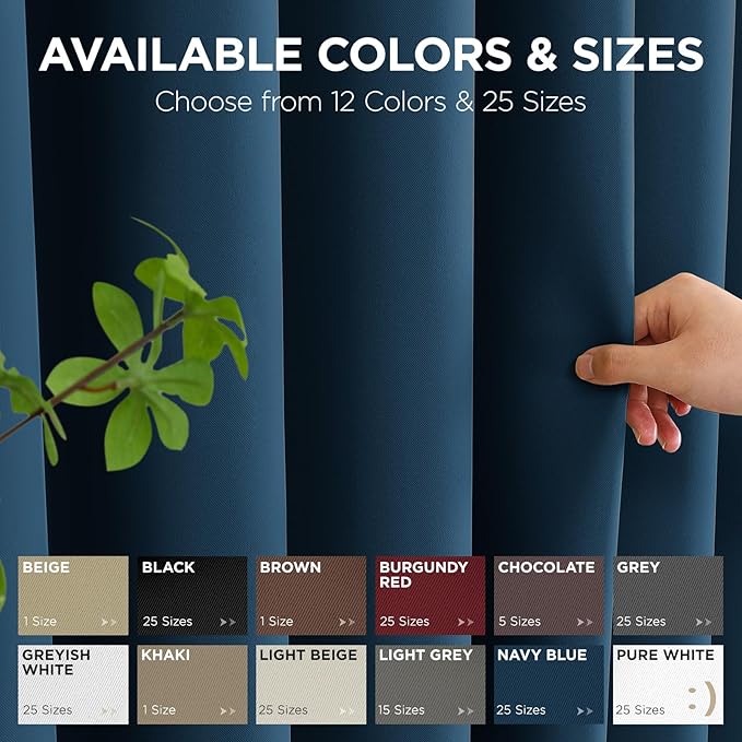 Joydeco Blackout Patio Sliding Door Curtains 96 Inches Long, Grommet Privacy Room Divider Curtains, Extra Wide Thermal Blackout Drapes for Bedroom Living Room (Navy Blue, 70Wx96L, 1 Panel)