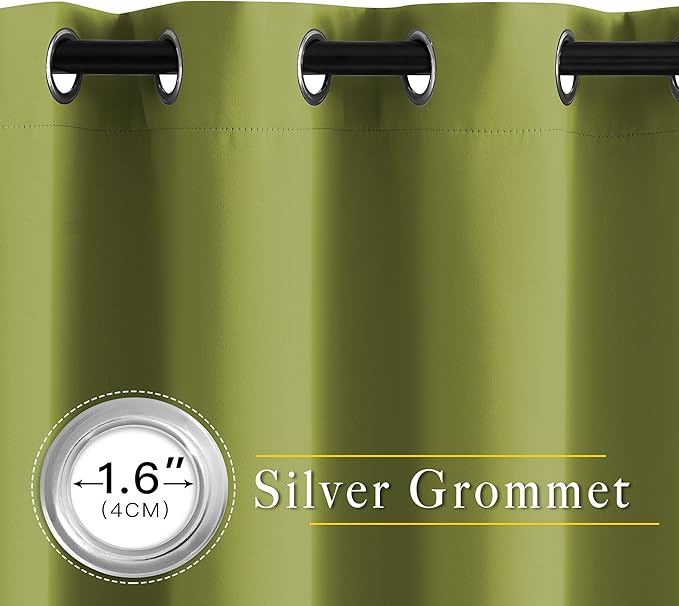 NICETOWN Bedroom Room Darkening Curtains and Drapes - Window Treatment Thermal Insulated Solid Grommet Room Darkening Draperies for Bedroom/Living Room (Fresh Green, Set of 2, 80 by 84 Inch)