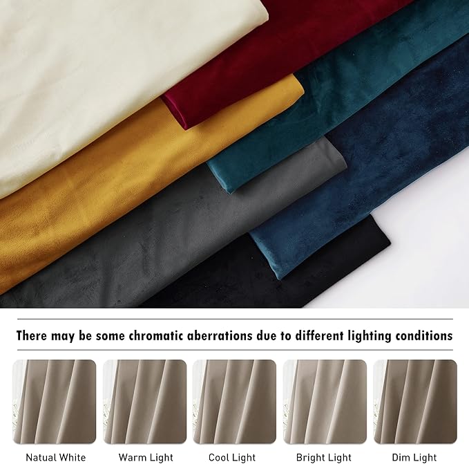 RYB HOME Velvet Curtains 120 inches Long - Smooth Durable Earth Tone Drapes Extra Long Room Darkening Privacy Window Treatment for Living Room, Camel Beige, W52 x L120 inches, Set of 2