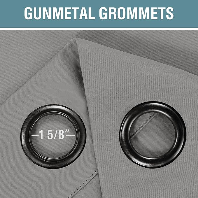 H.VERSAILTEX Blackout Room Darkening Thermal Insulated Grommet Window Curtains Drapes Draperies for Living Room/Bedroom, Energy Saving Curtains for Patio Door, Dove Gray, 1 Panel, 52" W x 96" L