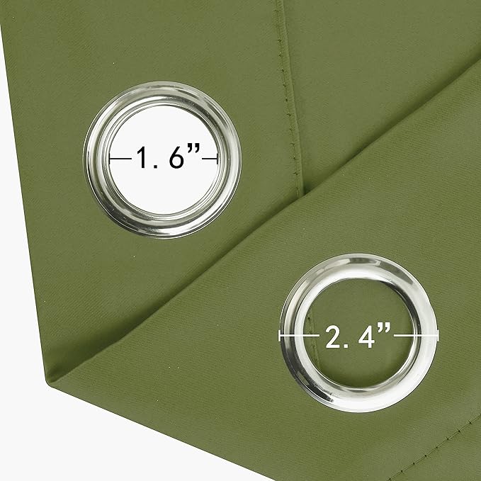 LEMOMO Olive Green Blackout Curtains 52 x 63 Inch Length/Set of 2 Curtain Panels/Thermal Insulated Room Darkening Blackout Curtains for Bedroom