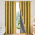 Joydeco Linen Blackout Curtains for Bedroom - 100% Light Blocking 1 Panels, Yellow Drapes 70" W x 96" L, Thermal Insulated Room Darkening Curtains for Living Room, Rod Pocket & Back Tabs