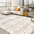 Nakagishi 7x9 Area Rugs Living Room: Washable Boho Large Neutral Soft Farmhouse Rug Stain Resistant Modern Indoor Floor Non-Slip Carpet for Bedroom Nursery Playroom Office Dining Dorm- White Brown