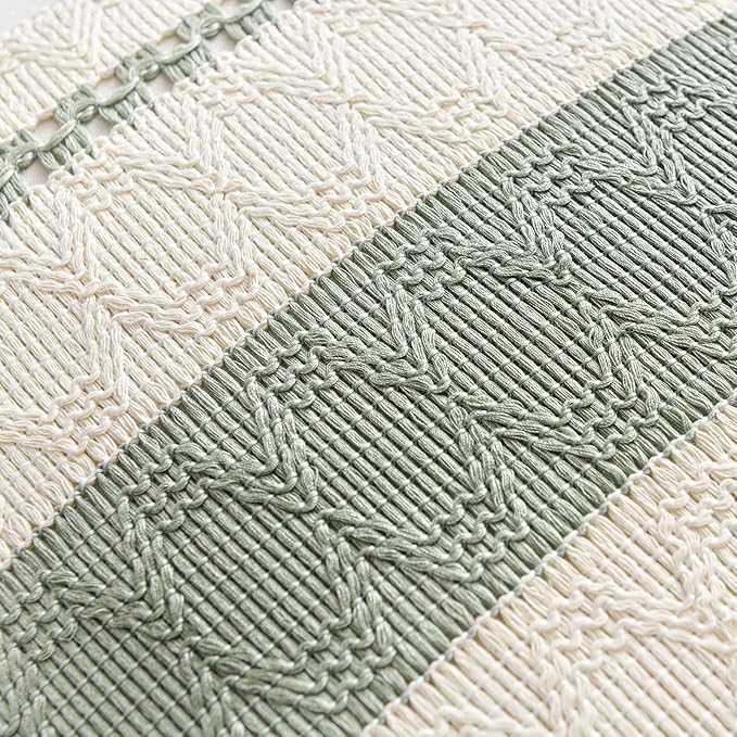 Fancy Homi Set of 1 Sage Green Boho Euro Decorative Throw Pillow Covers 26x26 Inch for Living Room Bedroom Couch Bed Indoors, Rustic Retro Cushion Case, Bohemian Room Home Decor