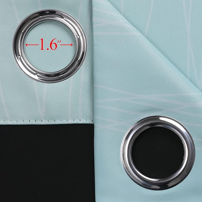 Estelar Textiler Full Room Darkening Gradient Blackout Curtains 72 Inch Length 2 Panels Set, Ombre Aqua and Beige Thermal Insulated Full Light Blocking Grommet Blackout Drapes for Bedroom, 52Wx72L