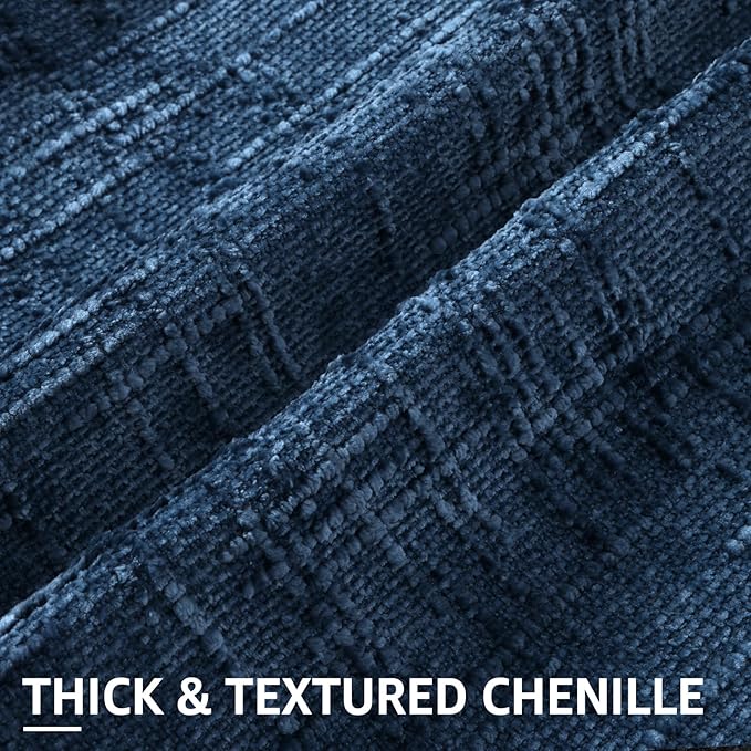 decorUhome Navy Blue Chenille Euro Sham Throw Pillow Covers 26x26 Set of 2 Textured Soft Cozy Slubby Couch Pillow Covers Modern Farmhouse Boho Decorative Pillow Cases for Bed Sofa Living Room