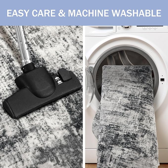 IOHOUZE Abstract Runner Rug 3x20 Ft Extra Long Washable Runners for Hallways, Non Slip Kitchen Runner Printed Faux Wool Entryway Runner Indoor, Modern Abstract Floor Carpet for Hall Stair, Black Grey