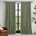RYB HOME Sage Green Velvet Curtains 108 inch, Room Darkening Super Soft Velvet Drapes for Living Room Thermal Insulated Pleat Tapes Window Treatment for Bedroom Playroom, W52 x L108 inch, 2 Panels