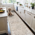 Hallway Washable Runner Rug - 2'6x12 Kitchen Rugs Entryway Rug Runner Vintage Soft Floor Mat Non Slip Indoor Farmhouse Carpet for Bathroom Living Room Bedroom (2'6''x12', Beige)