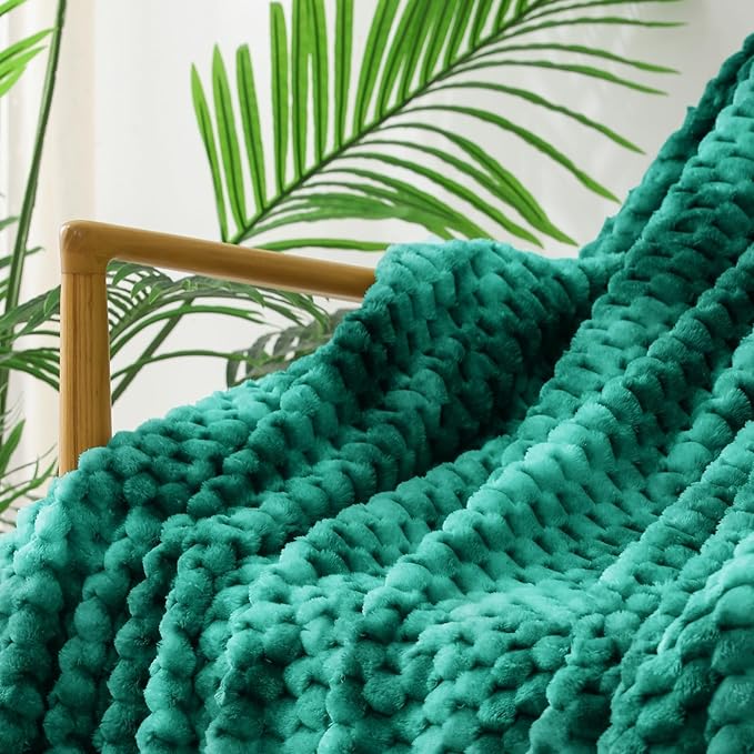 Exclusivo Mezcla Fleece Throw Blanket for Couch, Extra Large Fuzzy Tie-dye Teal Bed Blankets, Soft Cozy Plush Sofa Throws for All Seasons, 50x70 Inches