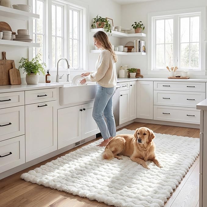 nuLOOM 3'9" x 6' Cozy Plush SuperiorWash Area Rug, Machine Washable, Non-Slip, Soft Fluffy Shag Carpet for Living Room Bedroom Kids Room Nursery Home Decor, Jeni White