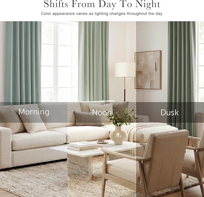 PONY DANCE Short Curtains for kinchen, Half Drapes for Bathroom Window, loft Curtain Tiers for Basement Shades, Width 29 x Length 30 inches, Sage Green, 2 Pieces