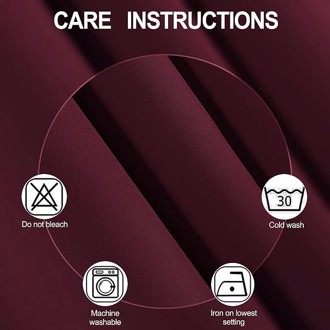 LEMOMO Burgundy Red Thermal Blackout Curtains/42 x 95 Inch/Set of 2 Panels Room Darkening Curtains for Bedroom
