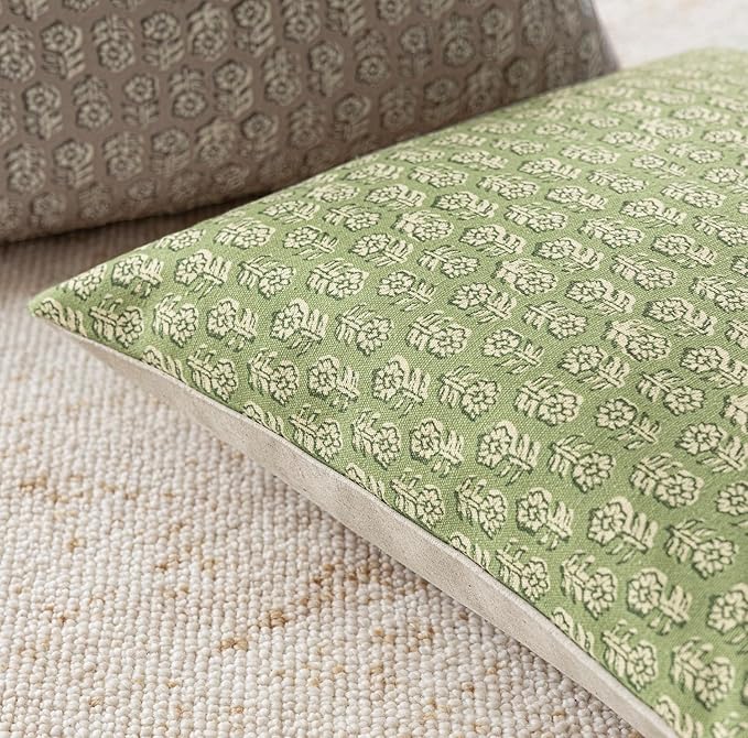 Foindtower Set of 2 Decorative Vintage Floral Print Throw Pillow Covers Neutral Modern Farmhouse Cushion Covers Boho Home Decor for Sofa Couch Chair Bedroom Living Room Outdoor,22×22 Inch,Lime Green