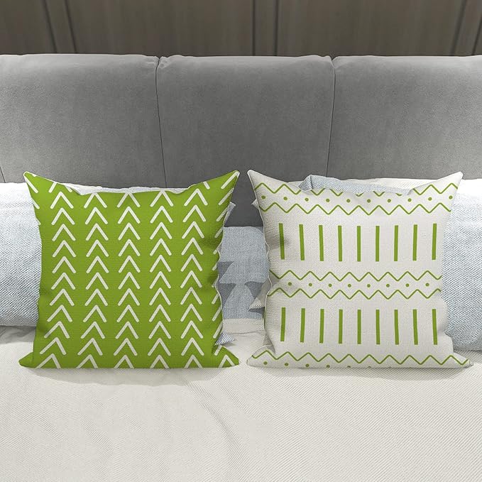 YCOLL Pillow Covers 16x16 Set of 4, Modern Sofa Throw Pillow Cover, Decorative Outdoor Linen Fabric Pillow Case for Couch Bed Car, Sage Green