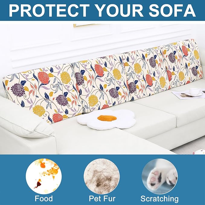 Smiry Printed Couch Cushion Covers, Stretch Soft Couch Covers for Sofa, Washable Non-Slip Sofa Slipcover Furniture Protector for Indoor and Outdoor (Backrest L, Orange)