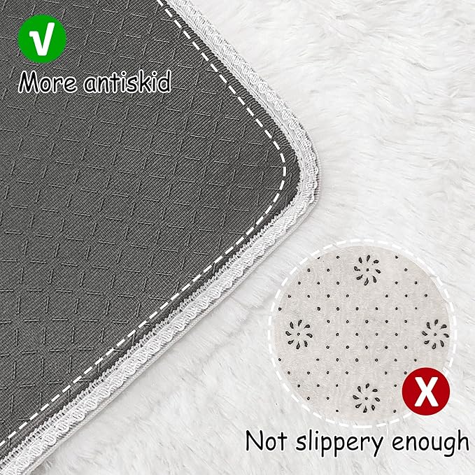 Runner Rug for Bedroom White 2x5ft Fluffy Area Rug Bedside Runner Rug for Kids Room Boys Teens Nursery Baby Living Room Dorm Home Decor Carpets Kid Sbedroom Rug
