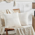 Fancy Homi 2 Packs Cream White Samll Decorative Throw Pillow Covers 12x12 Inch with for Couch Bed Sofa, Rustic Farmhouse Boho Home Decor, Soft Corss Patchwork Corduroy Square Cushion Case 30x30 cm