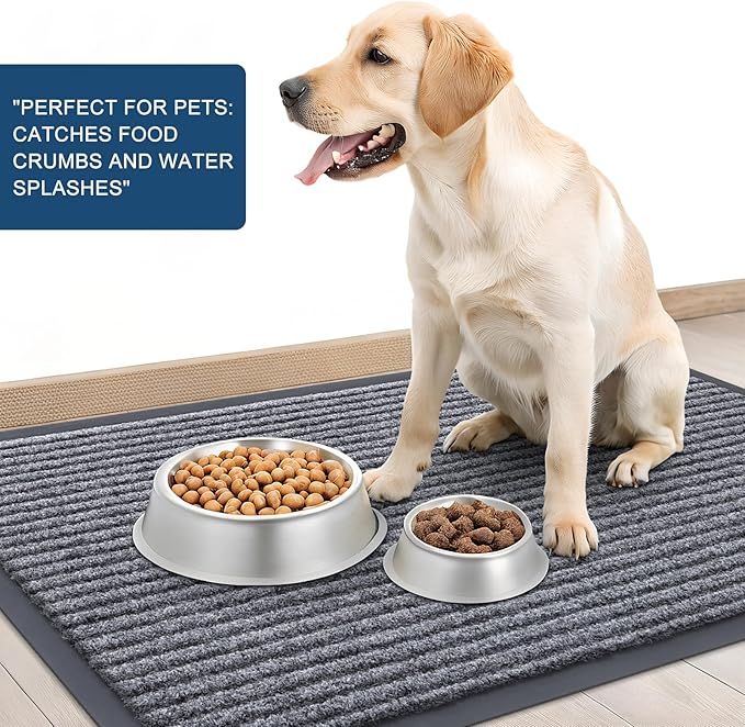 OLANLY Front Door Mat Indoor Outdoor Entrance, Waterproof Heavy Duty Doormat, Fade Resistant, Low Profile, Easy Clean Patio Porch Welcome Floor Mats for Entry, 59x30, Light Gray