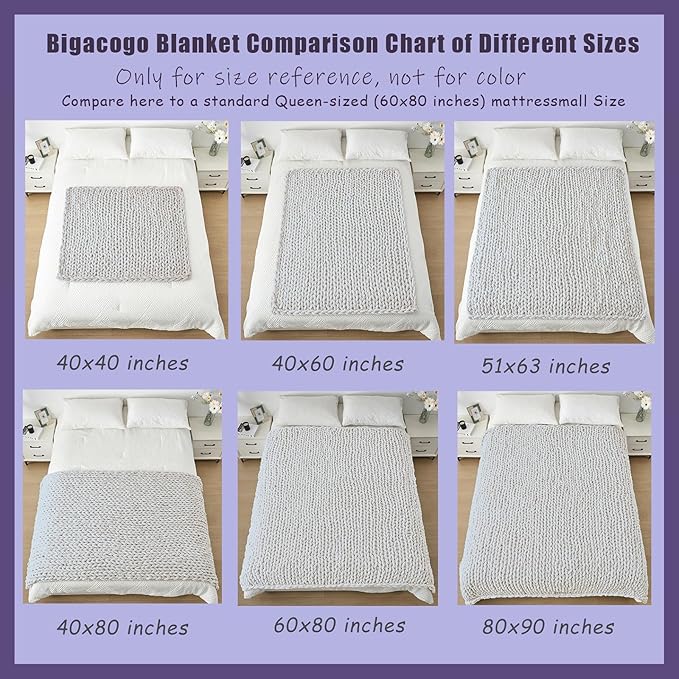 Bigacogo Chunky Knit Throw Blanket for Couch, 51x63 inches, 100% Hand Knitted with Thick Jumbo Chenille Yarn, Cozy Soft Large Rope Knot Cable Crochet Blankets for Sofa Bed Living Room, Rose Tan