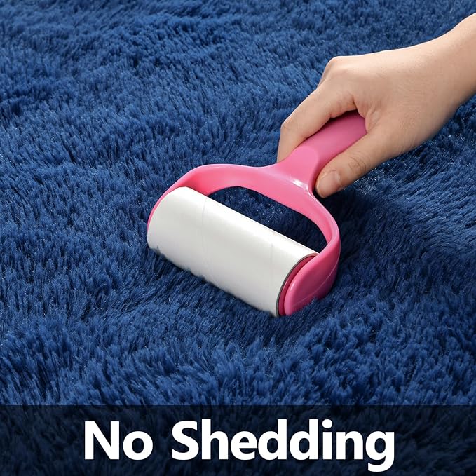 Deerhoo Large Shag Area Rugs 9 x 12, Plush Fuzzy Rugs for Living Room, Ultra Soft Fluffy Furry Rug for Bedroom, Indoor Carpet Nursery Rugs for Kids Room Home Decor, Navy Blue