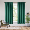 RYB HOME Bedroom Blackout Curtains 63 inches Long, 100% Blackout Thermal Insulated Noise Reducing Curtains for Living Room Nursury, 42 inches Wide by 63 inches Long, Dark Green