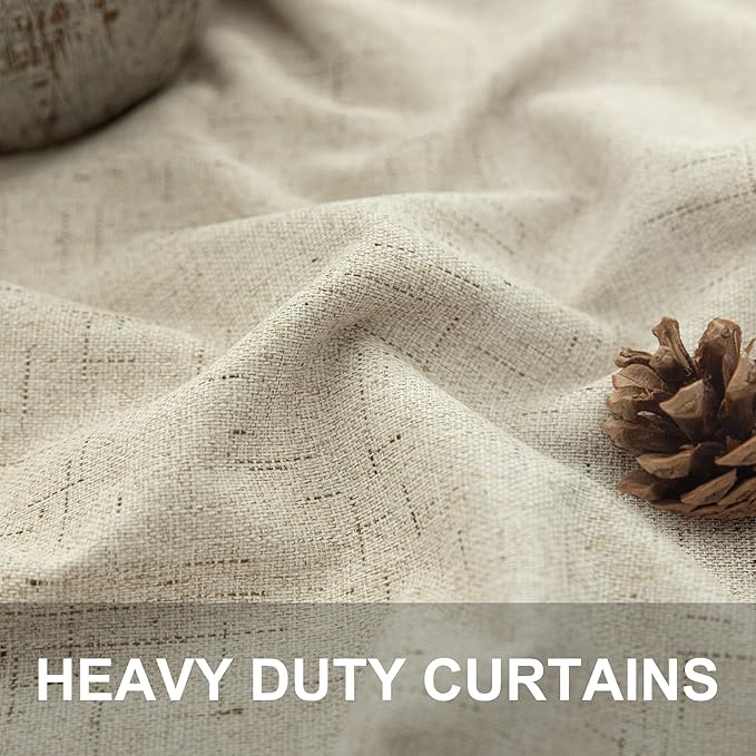 Room Darkening Curtains for Living Room Divider Boho Ceiling to Floor Length Curtains Linen Neutral Farmhouse Large Drapes Weather Blocking Lightweight Blackout 52x102 Inches Long 2 Panels Tan Beige