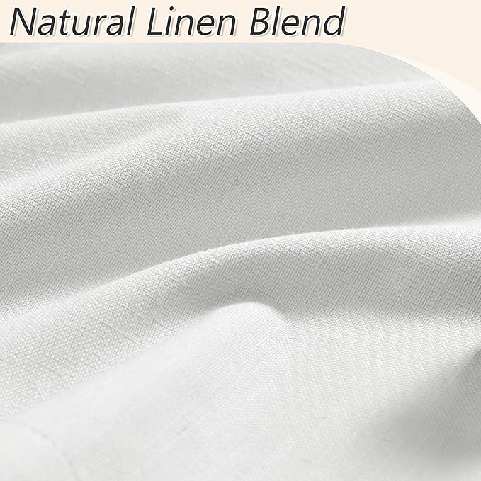 Guken White 100% Blackout Linen Curtains 60 Inch Wide by 90 Inch for Living Room Bedroom Back Tab Thermal Insulated Black Out 1 Drapes Room Darkening Window Curtains,1 Panel