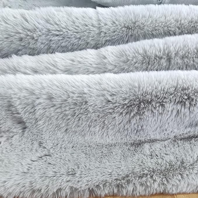 Ghouse Soft Faux Sheepskin Fur Rug 4x6 Grey Fluffy Bedside Rugs Plush Rug Shag Nursery Carpet Area Rugs for Living Room Bedroom Playing Room Decor