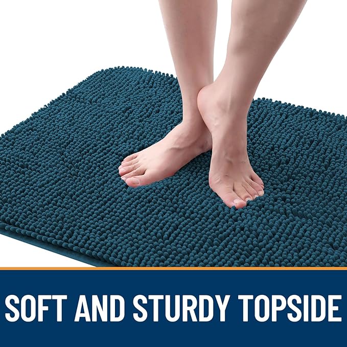 OLANLY Dog Door Mat for Muddy Paws 54x24, Absorbs Moisture and Dirt, Absorbent Non-Slip Washable Doormat, Quick Dry Chenille Mud Mat, Entry Indoor Entryway Carpet for Inside Floor, Atlantic Blue