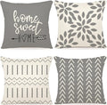 YCOLL Pillow Covers 16x16 Set of 4, Modern Sofa Throw Pillow Cover, Decorative Outdoor Linen Fabric Pillow Case for Couch Bed Car，Gray