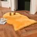 duduta Yellow Faux Sheepskin Rug 2x3 ft, Small Fluffy Shag Fur Rug for Bedroom Dorm Nursery Chair Covers Decor Non Slip