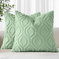 decorUhome Throw Pillow Covers 22x22 Inch Set of 2, Soft Plush Faux Wool Sage Green Solid Couch Pillow Covers, Accent Euro Sham Farmhouse Neutral Square Pillow Cases for Sofa Bed Living Room