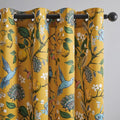 Extra Long 120 Inches Curtains for Large Window Luxury Mustard Yellow Floor To Ceiling Blackout Vintage Floral Hummingbird Fancy Grommet Drop Cloth Damask Drape for Living Room Dining 2 Pages 10 FT
