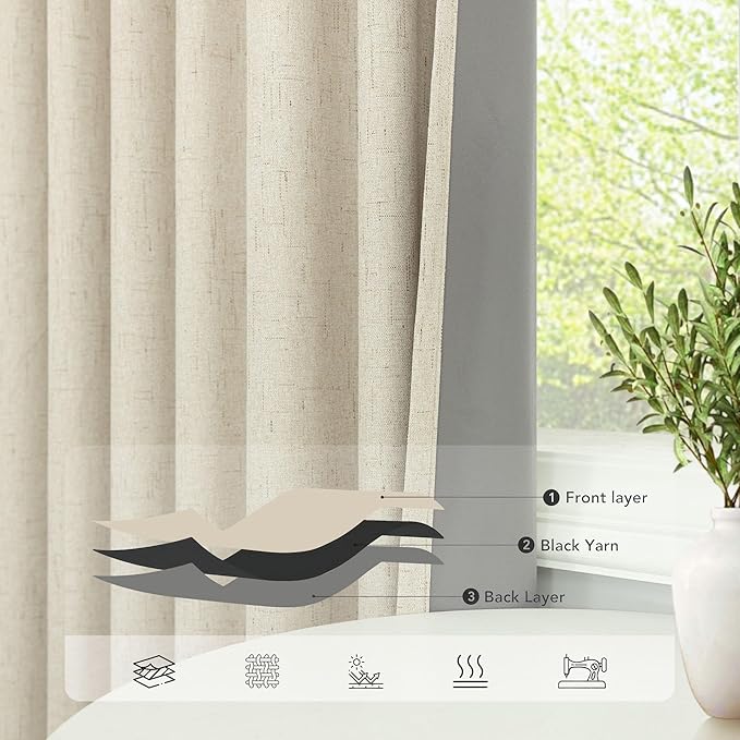 Pitalk Closet Curtains for Open Closet Doors Sliding Panels Burg 78 Inch Length Blackout Curtain for Living Room Window Viral Moody Light Blocking Insulated Drapes for Summer Heat Back Tab 52x78 Beige