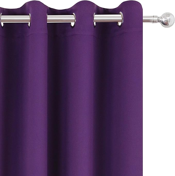 LEMOMO Purple Thermal Blackout Curtains/52 x 108 Inch/Set of 2 Panels Room Darkening Curtains for Bedroom