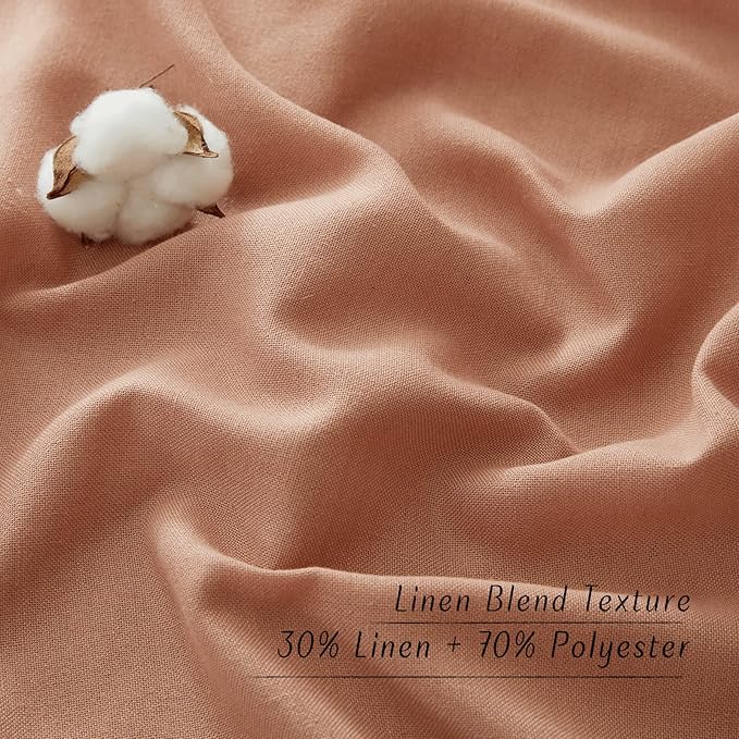 NICETOWN Linen 78 inch Curtains for Kitchen Window, Grommet Thick Flax Linen Terracotta Small Window Treatments Privacy Assured with Light Filtering for Cafe/Kids Room, W68 x L78, 2 Panels