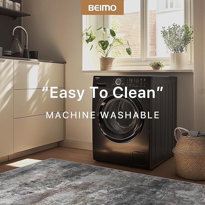 BEIMO Area Rugs 10x14 for Living Room Bedroom, Modern Abstract Machine Washable Large Dark Gray Rug, Soft Low Pile Floor Carpet with Non Slip Backing for Dining Room