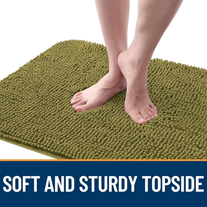 OLANLY Dog Door Mat for Muddy Paws 59x20, Absorbs Moisture and Dirt, Absorbent Non-Slip Washable Doormat, Quick Dry Chenille Mud Mat, Entry Indoor Entryway Carpet for Inside Floor, Willow Green