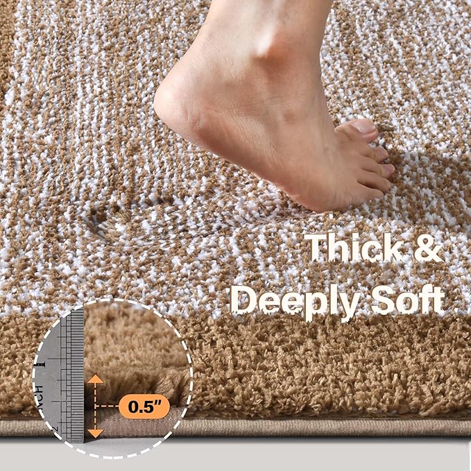 70x24 Long Bathroom Rugs Washable Non Slip, Coffee Bath Mat for Bathroom Floor Tub, Soft Absorbent Quick Dry Mats for Shower, Bathtub,Home Decor