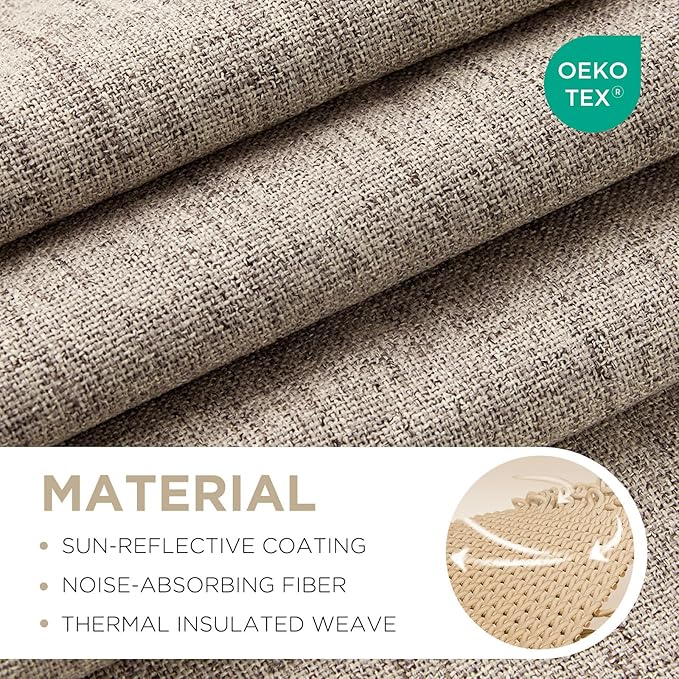 Joydeco Blackout Curtains for Bedroom - 100% Light Blocking 2 Panels Set Linen Drapes 42" W x 84" L, Thermal Insulated Room Darkening Curtains, Linen Textured for Living Room, Rod Pocket & Back Tabs
