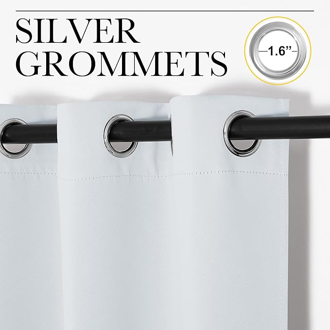 NICETOWN Blackout Curtain Panels for Bedroom, Greyish White, 2 Panels, W55 x L57-inch, Grey, Thermal Insulated Grommet Top Blackout Draperies and Drapes for Basement