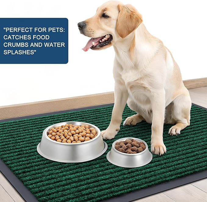 OLANLY Front Door Mat Indoor Outdoor Entrance, Waterproof Heavy Duty Doormat, Fade Resistant, Low Profile, Easy Clean Patio Porch Welcome Floor Mats for Entry, 59x30, Green