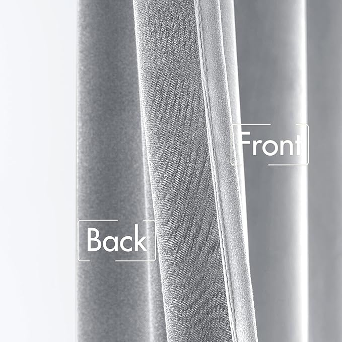 MIULEE Greyish White Velvet Curtains 96 inches 2 Panels - Luxury Blackout Curtains for Bedroom Living Room Thermal Insulated Super Soft Window Drapes Rod Pocket & Back Tab, W52 x L96 inches